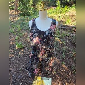 American Rag Pink and Black Sleeveless V-Neck Sundress